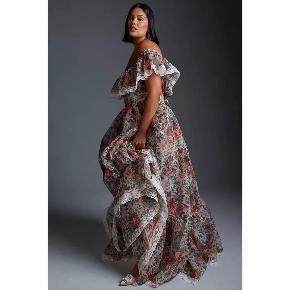 NEW Selkie Nightcap Romance Novel Floral Off-Shoulder Dress - Picture 7 of 16